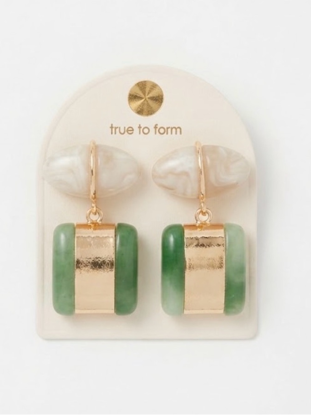NWT ⚜️💚⚜️ True to Form Double Resin Stone Earrings